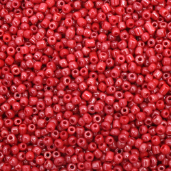 Glass beads with glaze 4 mm thick pearl red -50 grams