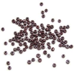 Opaque Glass Tiny Beads with pearl Coating, Brown, 3 mm, 50 grams