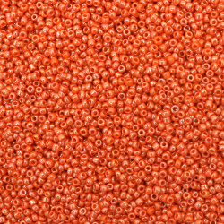 Opaque Small Glass Beads, Orange with shiny Luster, 2 mm, 50 grams
