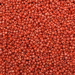 Glass Opaque Pearl Round Seed Beads, Dark Orange, 3 mm, 50 grams