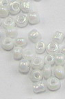 Mini Glass Beads with shiny Luster, White Rainbow, 2 mm, 50 grams