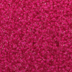 Glass beads, 3 mm, transparent with thread, shiny cyclamen, 50 grams