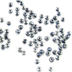 Glass beads 4 mm transparent with glossy black thread -50 grams