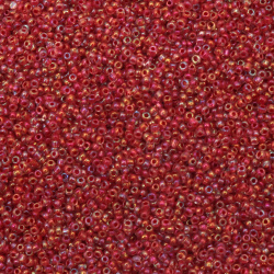 Lined Shiny Transparent Glass Seed Beads, Burgundy Color, 2 mm, 50 grams