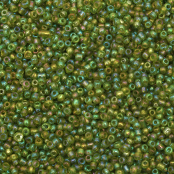 Glass beads3 mm transparent arc green 1 -50 grams