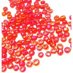 Glass beads 3 mm transparent arc red -50 grams