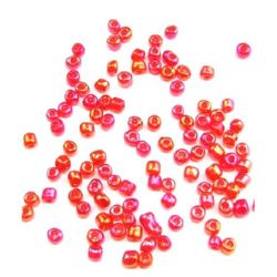 Transparent,Glass beads4 mm  arc red -50 grams