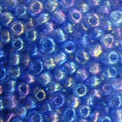 Γυάλινες χάντρες seed 3 mm διαφανές rainbow μπλε 2 -50 γραμμάρια