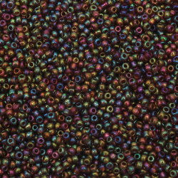Γυάλινες χάντρες seed 3 mm διαφανές rainbow καφέ -50 γραμμάρια