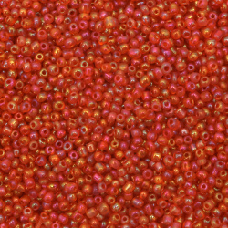 Γυάλινες χάντρες seed 3 mm διαφανές rainbow πορτοκαλί-50 γραμμάρια