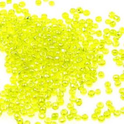 Transparent  Glass beads 2 mm  arc yellow -50 grams