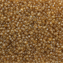 Glass beads 4 mm transparent pearl caramel -50 grams