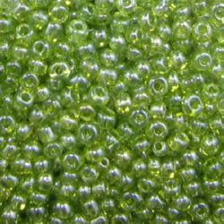 Glass beads 2 mm transparent pearl green 1 -50 grams