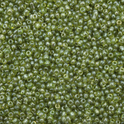 Margele de sticlă 3 mm transparent perlă verde 1 -50 grame