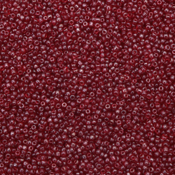 Glass Transparent Seed Beads with Pearl Coating, Dark Red, 2 mm, 50 grams