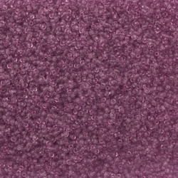 Мъниста стъклена 2 мм прозрачна перлена лилава светла -50 грама