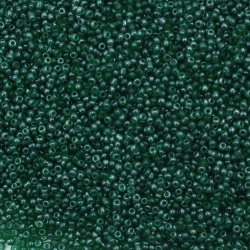 Glass Transparent Seed Beads with a Shiny Pearl Finish, Green, 2 mm, 50 grams