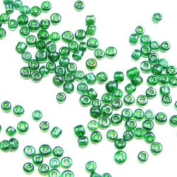 Γυάλινες χάντρες seed 3 mm διαφανές μαργαριτάρι πράσινο 3 -50 γραμμάρια