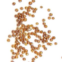 Γυάλινες χάντρες seed 3 mm διαφανές περλέ καφέ -50 γραμμάρια