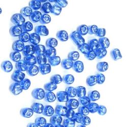 Margele de sticlă 4 mm albastru perlat transparent 3 -50 grame