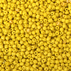 Γυάλινες χάντρες seed πάχους 4 mm κίτρινο -50 γραμμάρια