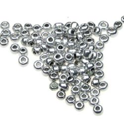 Tiny Glass Metallized Seed Beads, Silver, 3 mm, 50 grams