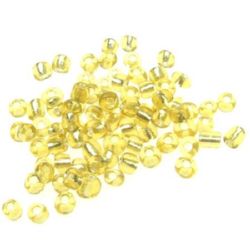Glass Beads / 4 mm / Silver Line Light Gold - 50 grams