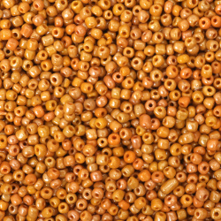 Margele de sticlă 2 mm transparent perlă ocru -50 grame