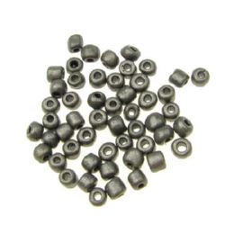 Margele de sticlă 4 mm pictat în gri închis -50 grame