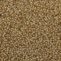 Γυάλινες χάντρες seed 2 mm διαφανή μαργαριτάρι ώχρα -50 γραμμάρια