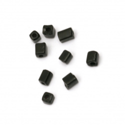 Ορθογώνιες γυάλινες χάντρες seed 3 ± 7x3x3 mm τρύπα 0,5 mm opaque μαύρο - 20 γραμμάρια