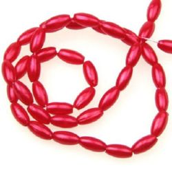 Faux Pearl Beads String 4x8 mm oblong red - min.