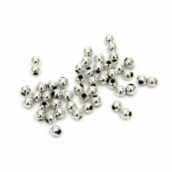 Bead metallic plastic pearl 5 mm hole 1.5 mm color silver -50 grams ~ 800 pieces