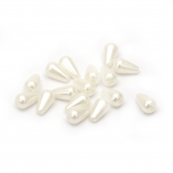 Plastic Drop Bead, Pearl Imitation, Cream, 6x10 mm, Hole: 1 mm, 20 grams ~ 110 pieces  