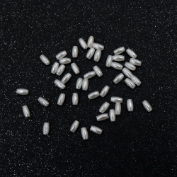 Perla alungită. 3x6 mm alb -50 grame
