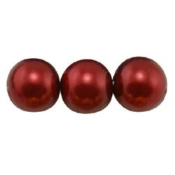 Sheeny Glass Round Pearl Beads Strand, Dark Red, 4 mm, Hole: 1 mm, 80 cm strand,  260 pieces 
