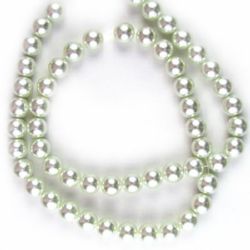 String Glass Pearl Round Beads for DIY Jewelry, White, 14 mm, 90 cm strand, 60 pieces 
