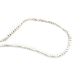 Round  Glass  Beads, Pearl String for DIY Jewelry, White, 4 mm: Hole 1 mm, 80 cm string, approx 216 pieces 
