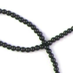 Glass Round Beads with Pearl Coating, 4 mm, Hole: 1 mm, Black, 80 cm strand, 216 pieces 