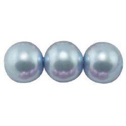 Наниз мъниста стъкло перла 4 мм дупка 1 мм синя светла ~80см ~216 броя