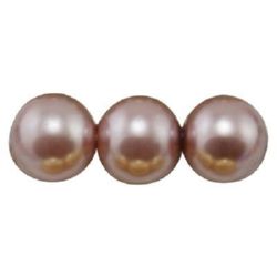 Glass round faux pearls  beads, glossy balls for jewelry making, DIY fringes of beads 4 mm hole 1mm pink brown ~ 80 cm ~ 216 pieces