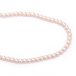 Sheeny Glass Round Pearl Beads Strand, Delicate Pink, 4 mm, Hole: 1 mm, 80 cm strand,  about 216 pieces 
