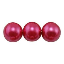 Painted glass pearl beads string, ball shaped for arts, jewelry making projects 6 mm hole 1 mm deep pink ~ 80cm ~ 140 pieces