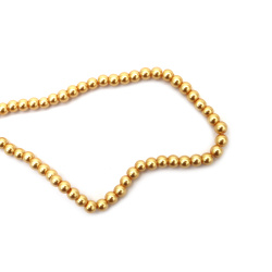 Gold pearl glass beads, round for DIY necklaces, bracelets and garment accessories 6 mm hole 1 mm ~ 80cm ~ 140 pieces