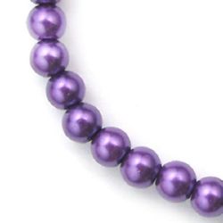 String Glass Round Pearl Beads for DIY Jewelry, 6 mm, Hole: 1 mm, Purple, 80 cm, 140 pieces 