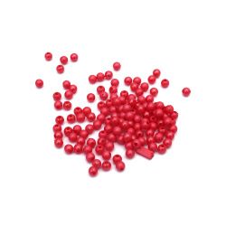 Plastic Pearl Bead / 5 mm /  Hole: 1 mm / Red - 50 grams ~ 740 pieces