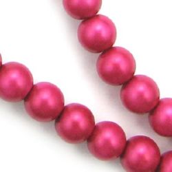 Glass beads with pearl coating for vintage jewelry making or DIY home decoration 8 mm hole 1 mm frosted light sour cherry ~ 85 cm ~ 105 pieces