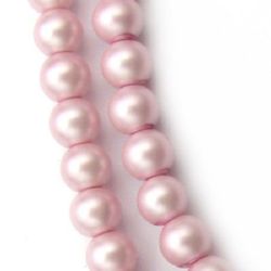 Χάντρα απομίμηση μαργαριτάρι 8mm τρύπα 1mm παγωμένο απαλό ροζ ~ 85cm ~ 105 τεμάχια