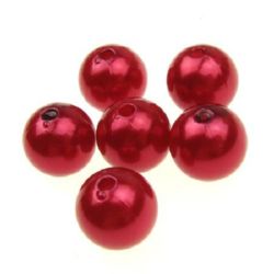 Plastic Round Faux Pearl Beads for Jewelry Craft Making and Decorations, 12 mm, Hole: 3 mm, Red, 57 pieces 