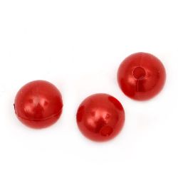 Faux Pearl Beads Ball 12mm Hole 3mm Red -50g ~ 57pcs